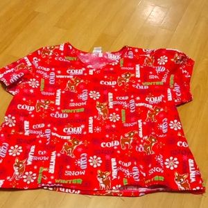 Rudolph Red Nose Reindeer scrub size 3X